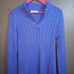 Liz Claiborne Womens Blue Long Sleeve V Neck Vintage Knit Sweater Size Medium